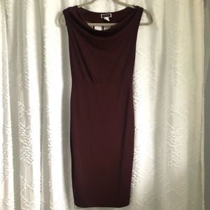 2/$25 Boatneck Wine Cocktail Dress With Open Back